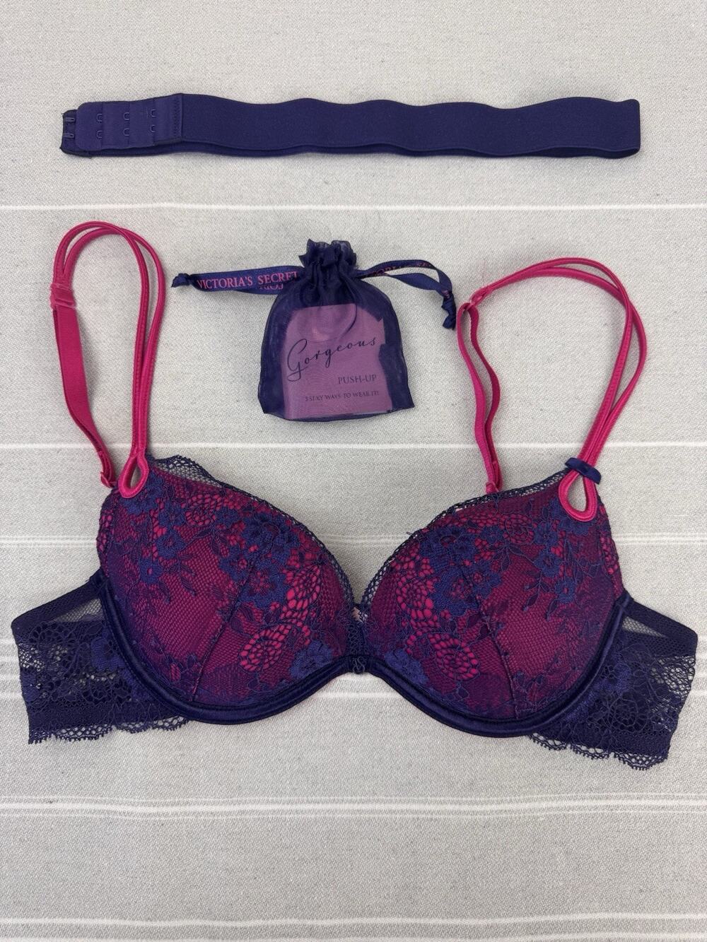 Victoria’s Secret Sexy Little Things Gorgeous Push-Up Bra Lace Purple Pink 34A
